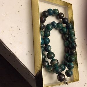 Hand beaded purple and tourquoise neck lace